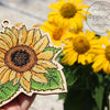 DIY Cross stitch kit on wood "Sunflower" 3.7x3.7 in / 9.5x9.5 cm