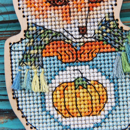 DIY Cross stitch kit on wood "Mykyta" 3.3x4.3 in / 8.5x11.0 cm