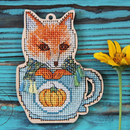 DIY Cross stitch kit on wood "Mykyta" 3.3x4.3 in / 8.5x11.0 cm