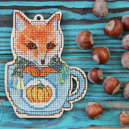 DIY Cross stitch kit on wood "Mykyta" 3.3x4.3 in / 8.5x11.0 cm