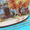 DIY Cross stitch kit on wood "Fall Cottage" 4.9x3.1 in / 12.5x8.0 cm