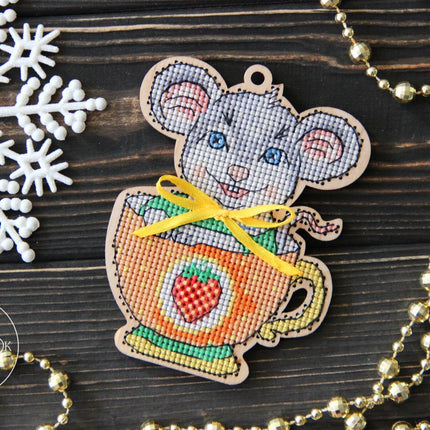 DIY Cross stitch kit on wood "Larysa" 3.3x4.3 in / 8.5x11.0 cm