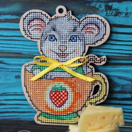 DIY Cross stitch kit on wood "Larysa" 3.3x4.3 in / 8.5x11.0 cm