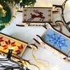 DIY Cross stitch kit on wood "Sleigh" 3.0x1.6 in / 7.5x4.0 cm