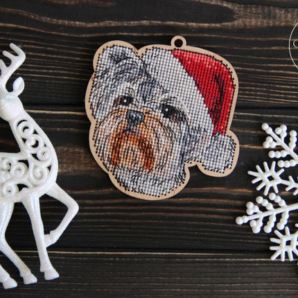 DIY Cross stitch kit on wood "Marko" 3.7x3.9 in / 9.5x10.0 cm