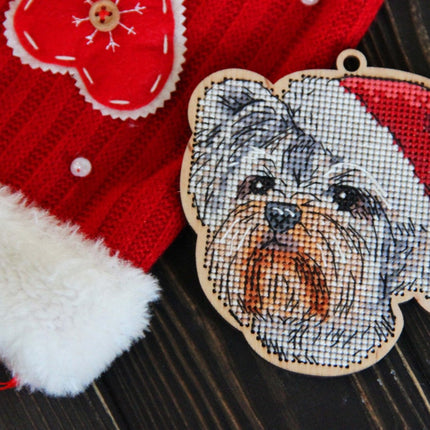 DIY Cross stitch kit on wood "Marko" 3.7x3.9 in / 9.5x10.0 cm