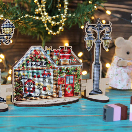 DIY Cross stitch kit on wood "Lamp" 2.0x4.3 in / 5.0x11.0 cm