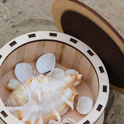 DIY Cross stitch kit on wood "Boat" D 5.7 in / D 14.5 cm