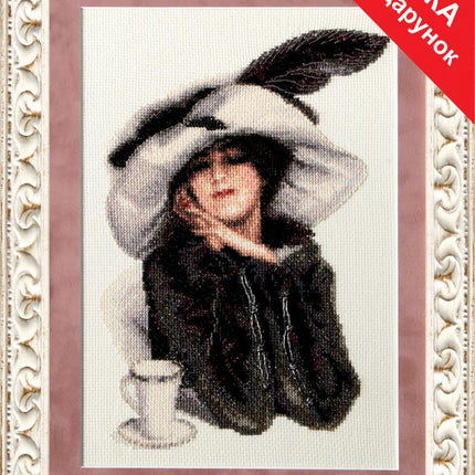 DIY Counted Cross Stitch Kit "Meeting in a coffee house"