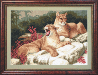 DIY Counted Cross Stitch Kit "Lions on the rocks"