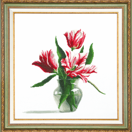 DIY Counted Cross Stitch Kit "Red tulips"