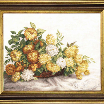 DIY Counted Cross Stitch Kit "Yellow chrysanthemums"