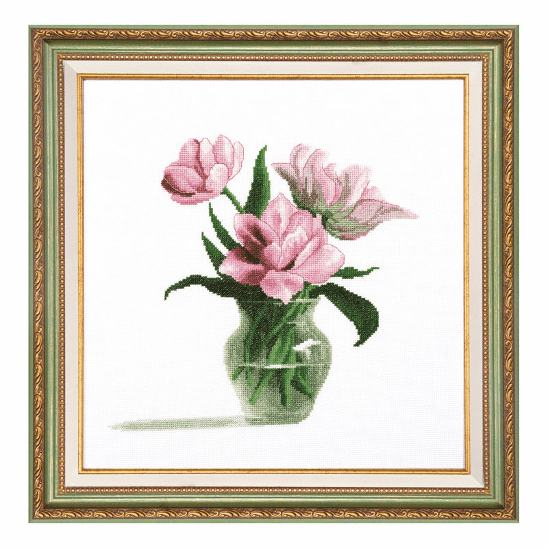 DIY Counted Cross Stitch Kit "Pink tulips"