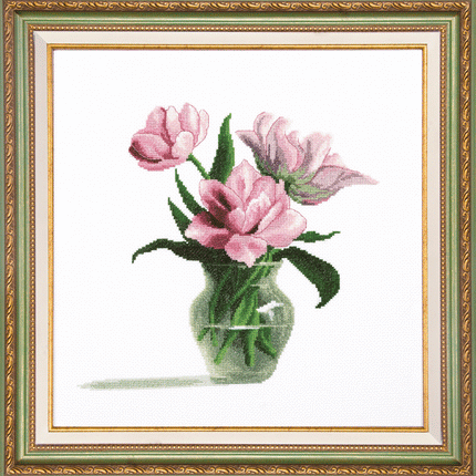 DIY Counted Cross Stitch Kit "Pink tulips"