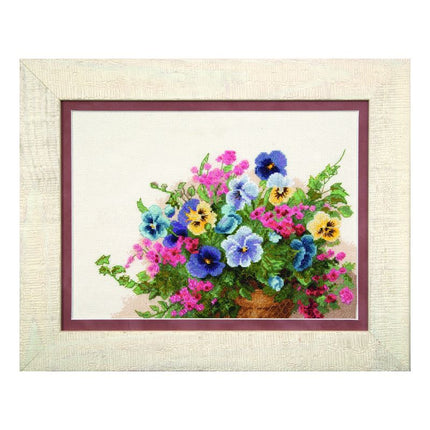 DIY Counted Cross Stitch Kit "Pansies"