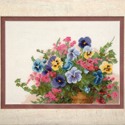 DIY Counted Cross Stitch Kit "Pansies"