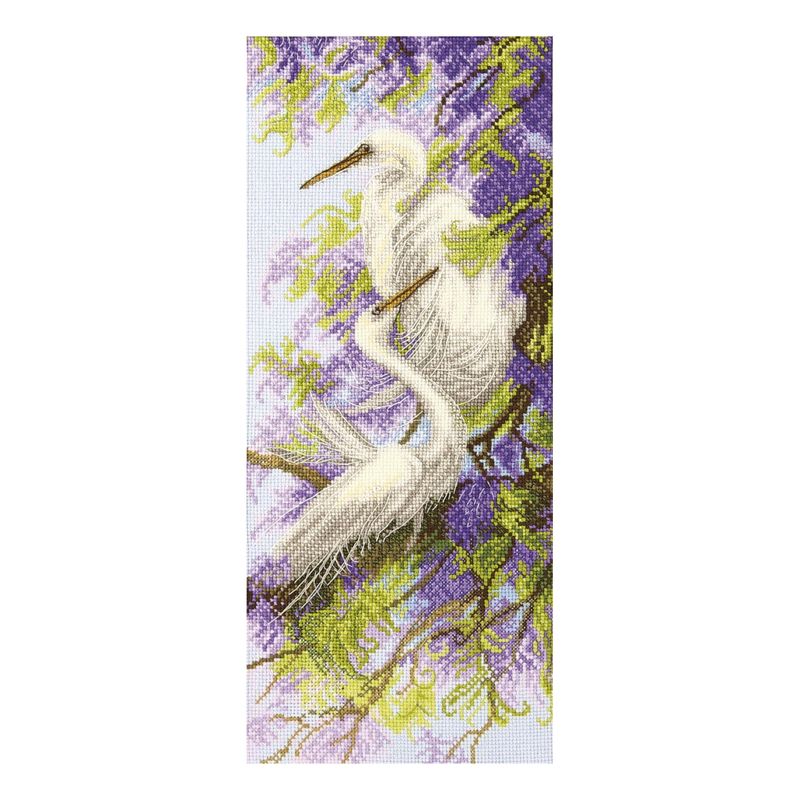 DIY Counted Cross Stitch Kit "Herons and Wisteria"