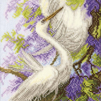 DIY Counted Cross Stitch Kit "Herons and Wisteria"