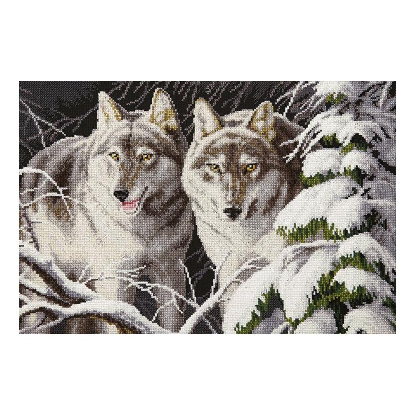 DIY Counted Cross Stitch Kit "Wolves in the winter moonlight "