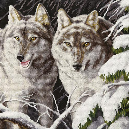 DIY Counted Cross Stitch Kit "Wolves in the winter moonlight "