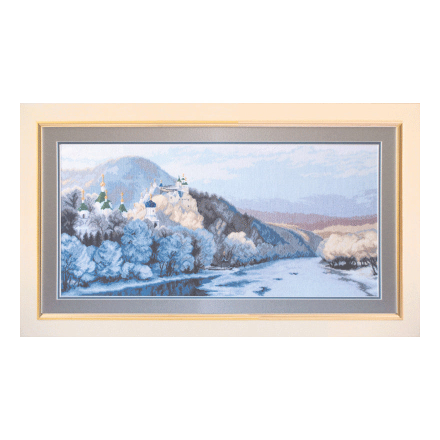 DIY Counted Cross Stitch Kit "The Holy Assumption Svyatogorsk Monastery in winter"