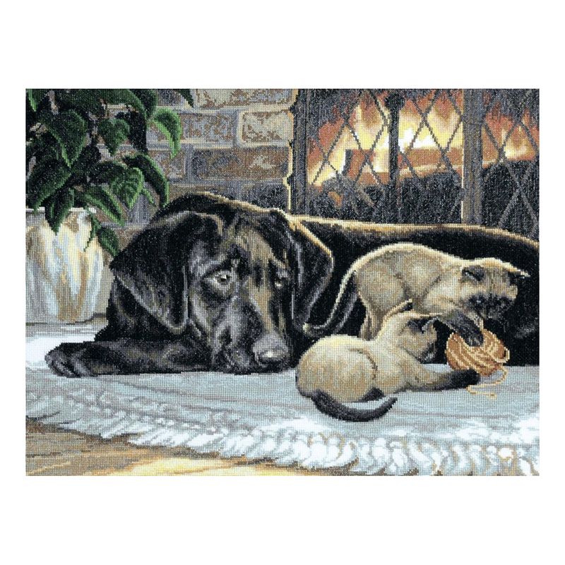 DIY Counted Cross Stitch Kit "By the fireplace"