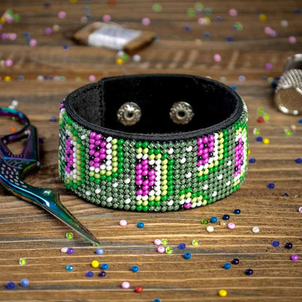 Bead embroidery kit on artificial leather FLBB-045