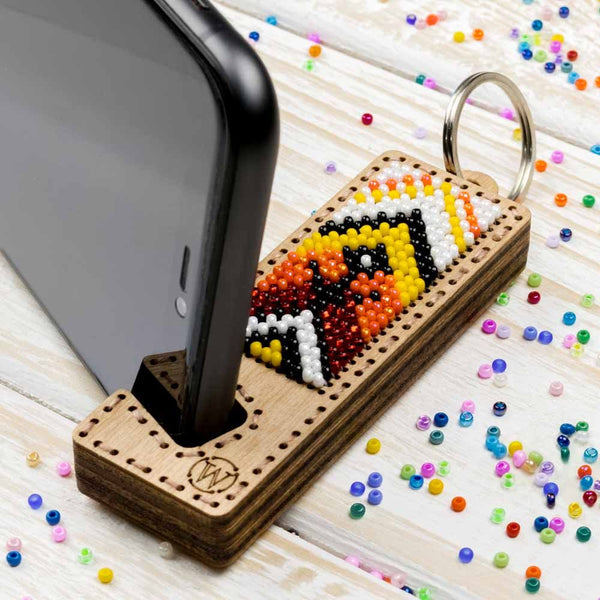 Bead embroidery kit on wood FLK-488 DIY Phone holder kit
