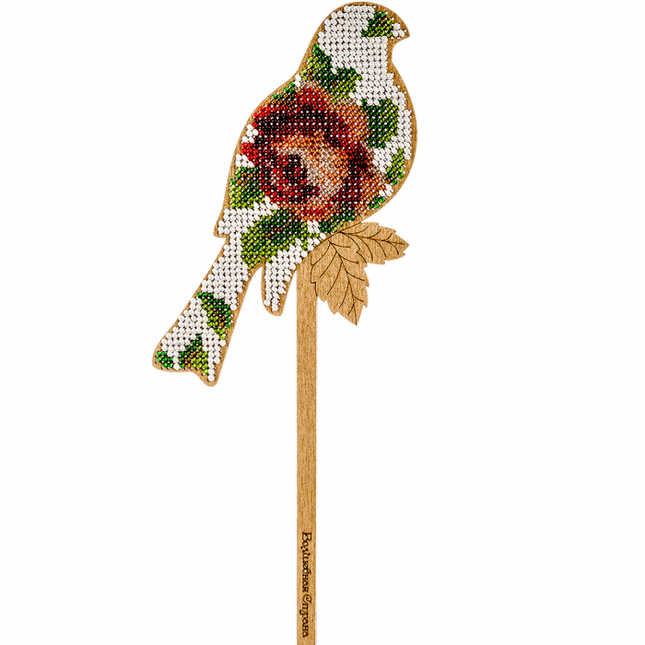 DIY Beaded embroidery on wood kit "Bird"