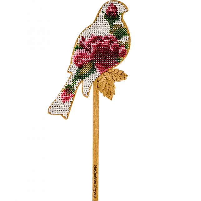 DIY Beaded embroidery on wood kit "Bird"