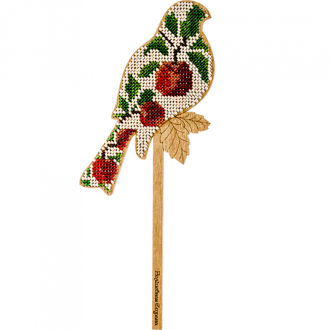 DIY Beaded embroidery on wood kit "Bird"