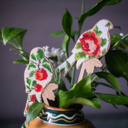 DIY Beaded embroidery on wood kit "Bird"