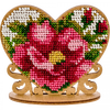 DIY Beaded embroidery on wood kit "Heart with flowers"