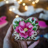 DIY Beaded embroidery on wood kit "Heart with flowers"