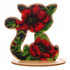 DIY Beaded embroidery on wood kit "Cat ornament Poppies"