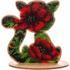 DIY Beaded embroidery on wood kit "Cat ornament Poppies"