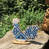 DIY Beaded embroidery on wood kit "Rooster with blue ornament"