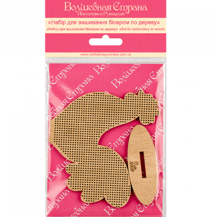 DIY Beaded embroidery on wood kit "Rooster with green ornament"