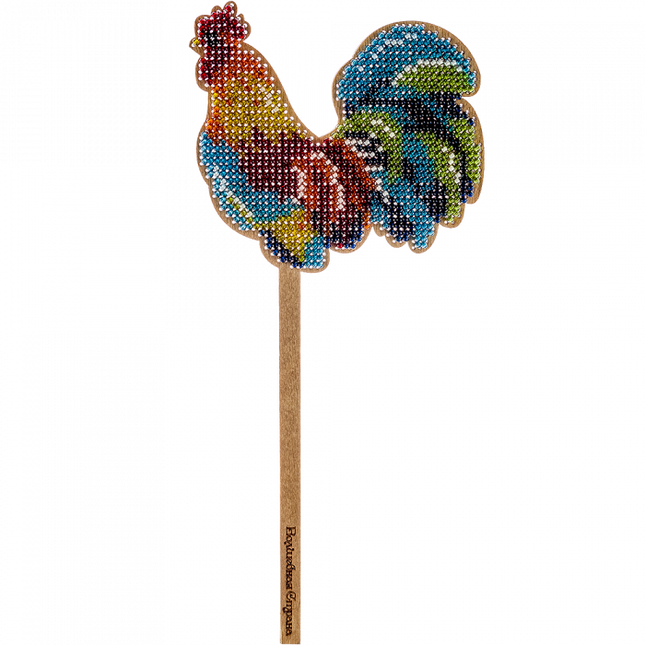 DIY Beaded embroidery on wood kit "Rooster"