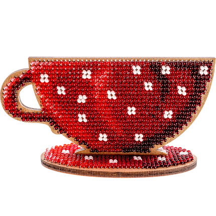 DIY Beaded embroidery on wood kit "Red cup"