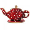 DIY Beaded embroidery on wood kit "Red teapot"