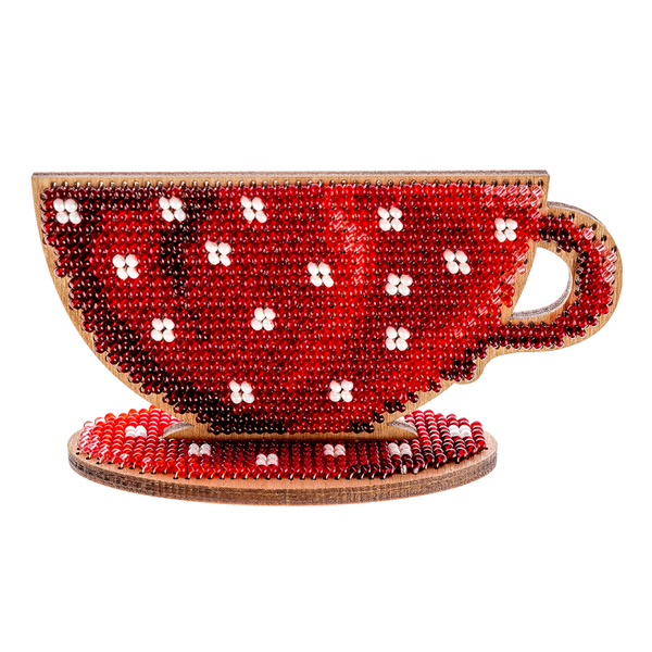 DIY Beaded embroidery on wood kit "Red cup"