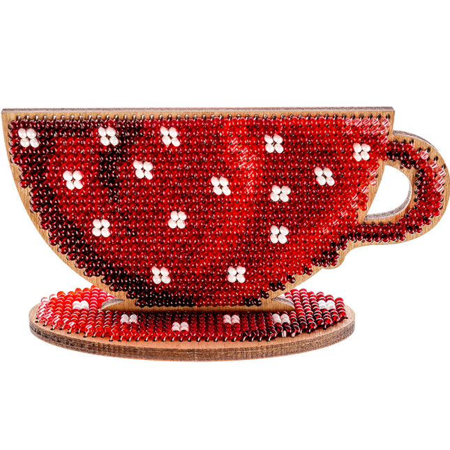 DIY Beaded embroidery on wood kit "Red cup"