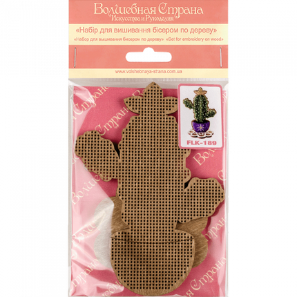 DIY Bead embroidery kit on wood "Cactus"