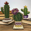 DIY Bead embroidery kit on wood "Cactus"