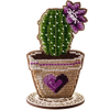 DIY Bead embroidery kit on wood "Blooming cactus"