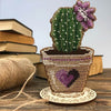 DIY Bead embroidery kit on wood "Blooming cactus"