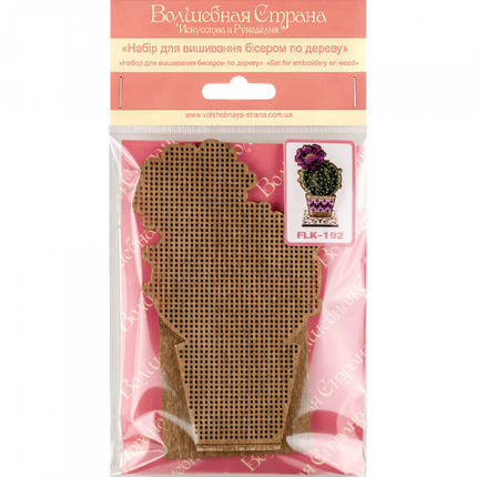 DIY Bead embroidery kit on wood "Blooming cactus"