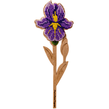 DIY Bead embroidery kit on wood "Iris"