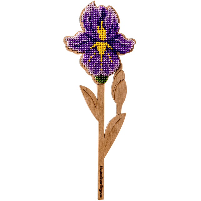 DIY Bead embroidery kit on wood "Iris"